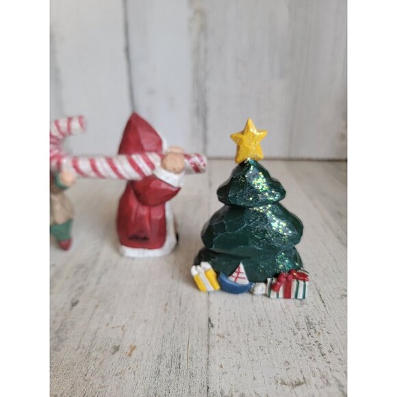 Eddie Walker Santa Claus elf tree figure set glitter Xmas decor - Picture 5 of 6